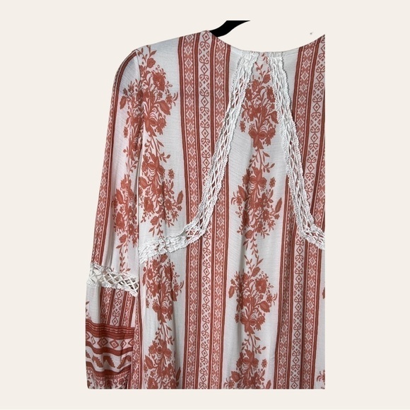 0891. ALTAR’D STATE LONG SLEEVE DRESS MINI LENGTH SIZE‎ SMALL ORANGE/WHITE - Picture 8 of 9